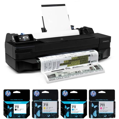 HP DesignJet T120 24" Printer with One Black and Three Color Inks Kit