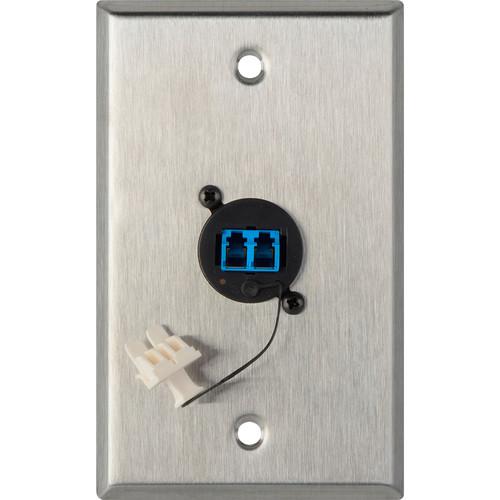 Camplex 1-Gang Stainless Steel Wall Plate with One Duplex LC Singlemode Fiber Optic Connector