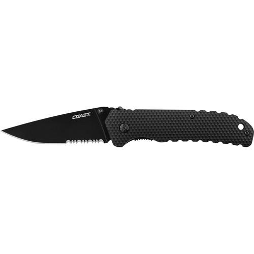 COAST DX344 Double-Lock Partially Serrated Folding Knife with Pocket Clip