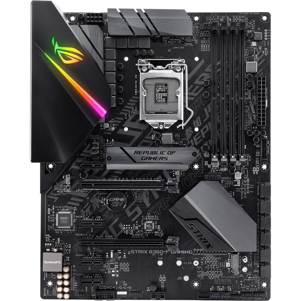 ASUS Republic of Gamers Strix B360-F Gaming LGA 1151 ATX Motherboard, ASUS, Republic, of, Gamers, Strix, B360-F, Gaming, LGA, 1151, ATX, Motherboard