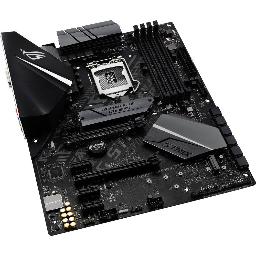 ASUS Republic of Gamers Strix B360-F Gaming LGA 1151 ATX Motherboard, ASUS, Republic, of, Gamers, Strix, B360-F, Gaming, LGA, 1151, ATX, Motherboard