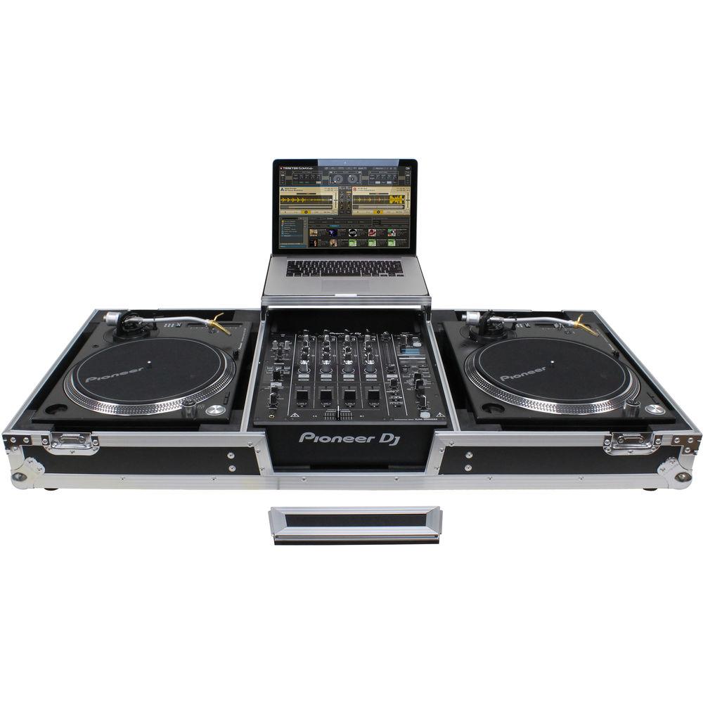 Odyssey Innovative Designs Flight Zone Low Profile Glide Style DJ Coffin for 12" Mixer, Two Turntables & Extra 2 RU