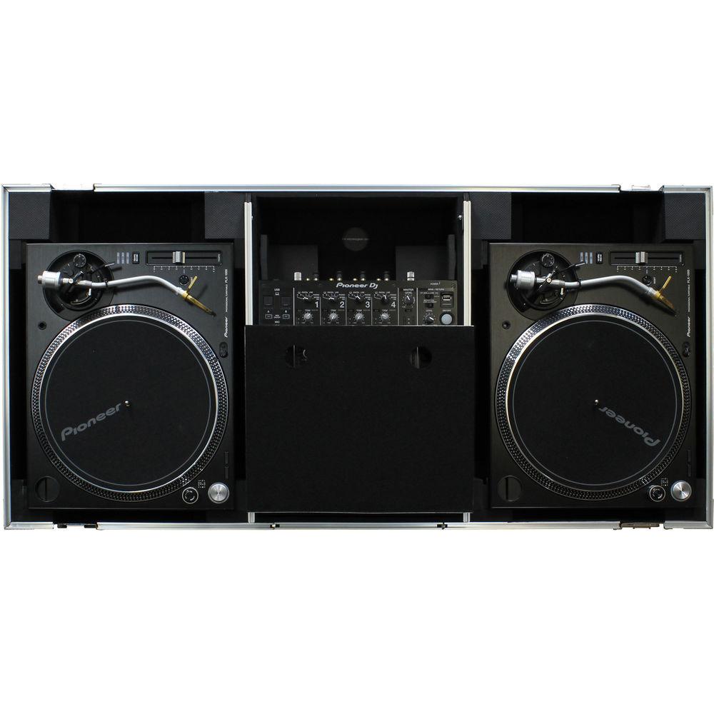 Odyssey Innovative Designs Flight Zone Low Profile Glide Style DJ Coffin for 12" Mixer, Two Turntables & Extra 2 RU